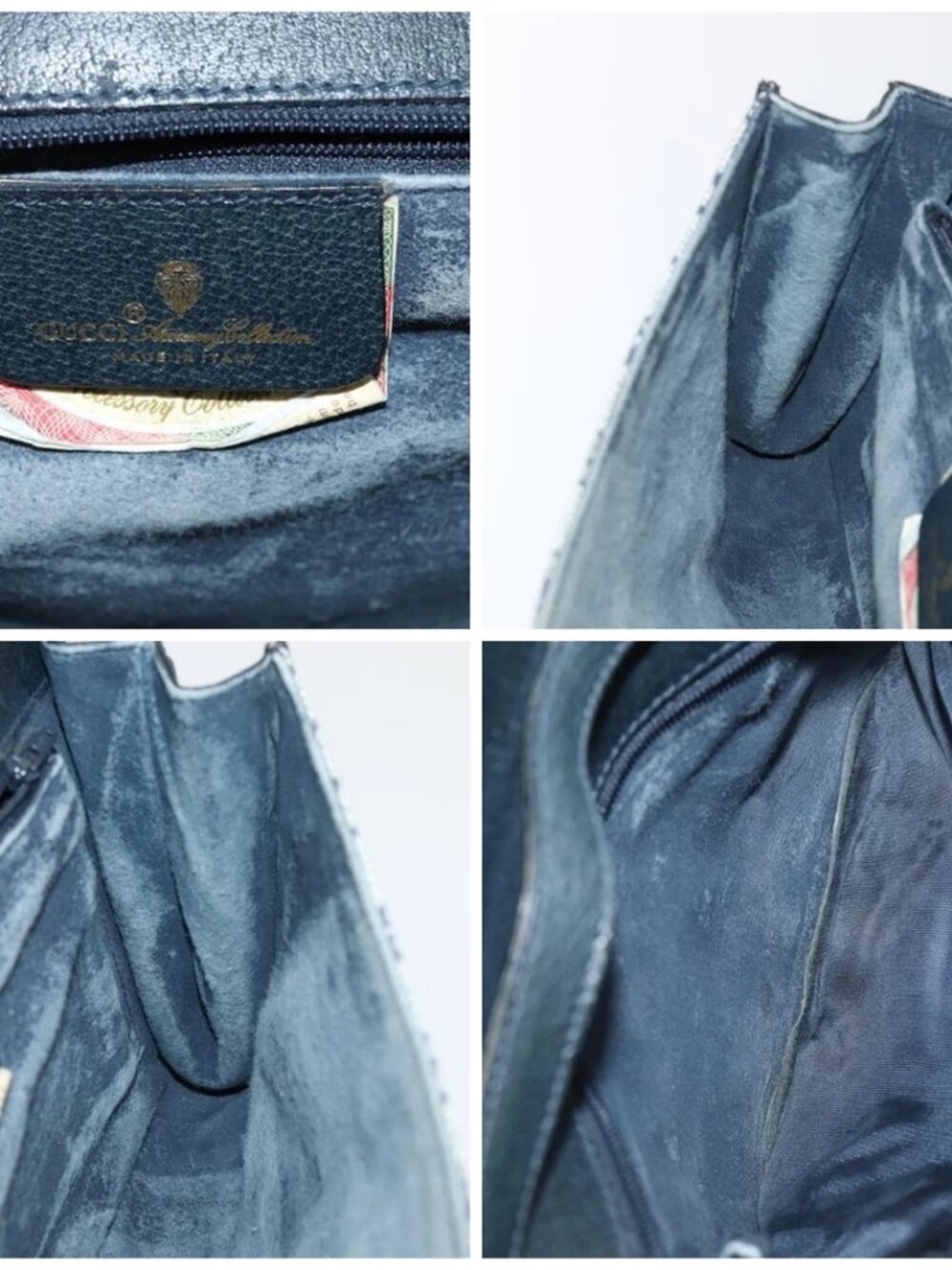 GUCCI GG Supreme Shoulder Bag PVC Leather Navy Gold 94 02 050 Auth ep5428 - Picture 15 of 16